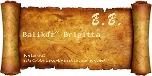 Balikó Brigitta névjegykártya